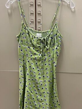 Urban Outfitters Green Floral Spaghetti-Strap Cami